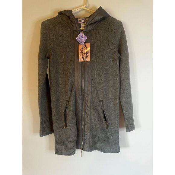 Oliver by Escio Women’s Small Hooded Knit Cardigan Coat Gray Wool Blend Jacket - Picture 1 of 7